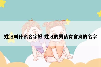 姓汪叫什么名字好 姓汪的男孩有含义的名字