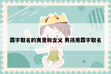 霖字取名的寓意和含义 男孩用霖字取名