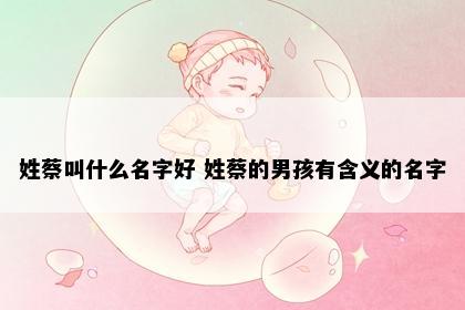 姓蔡叫什么名字好 姓蔡的男孩有含义的名字