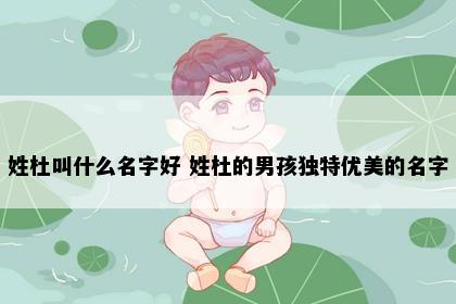 姓杜叫什么名字好 姓杜的男孩独特优美的名字