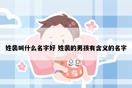 姓裴叫什么名字好 姓裴的男孩有含义的名字